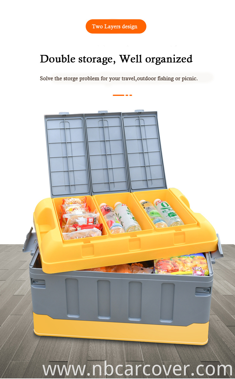 Cleaning double layers three compartment small lockable car inside storage box containers with lid